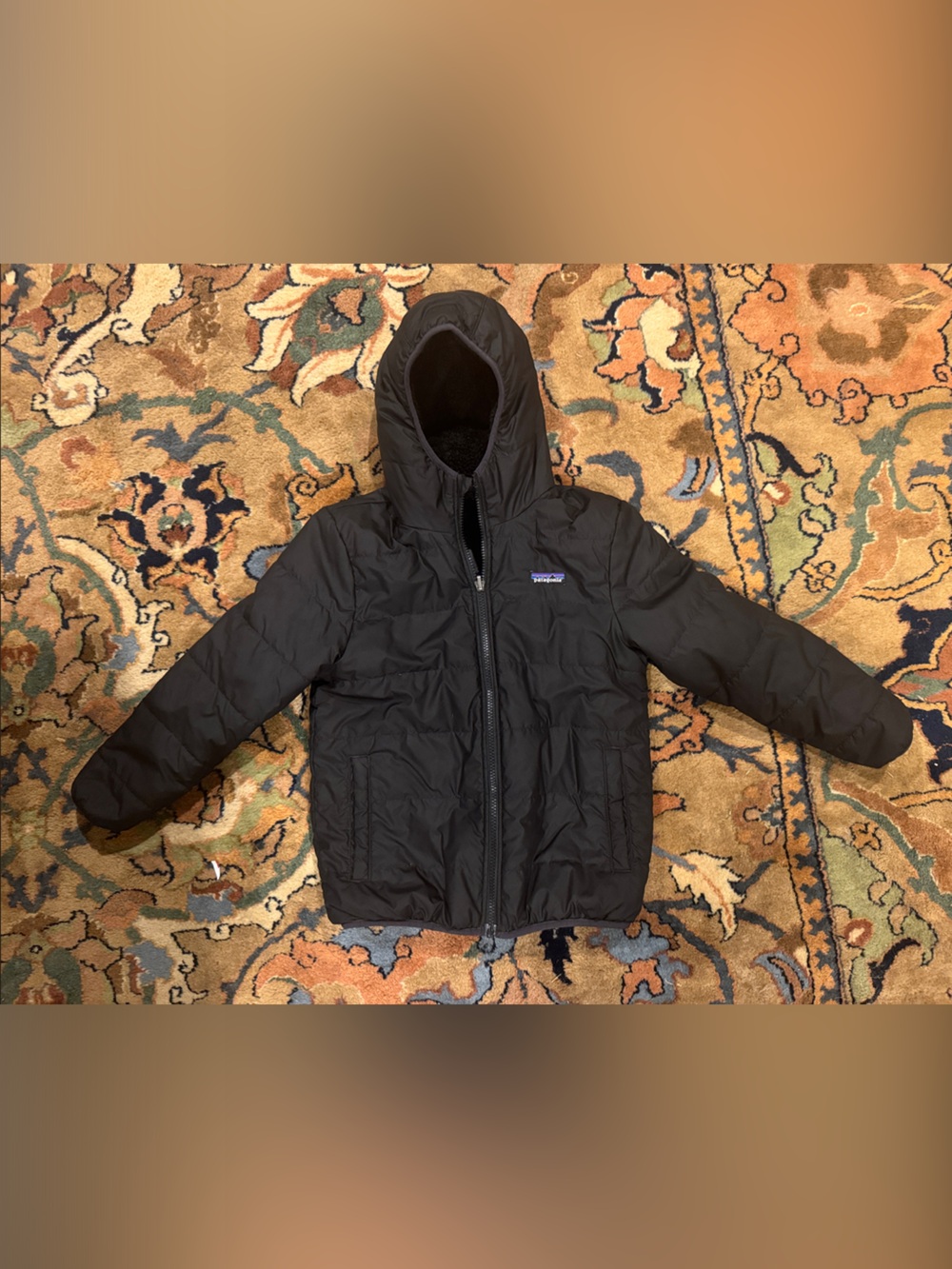Patagonia Kids Black Hooded Puffer Coat